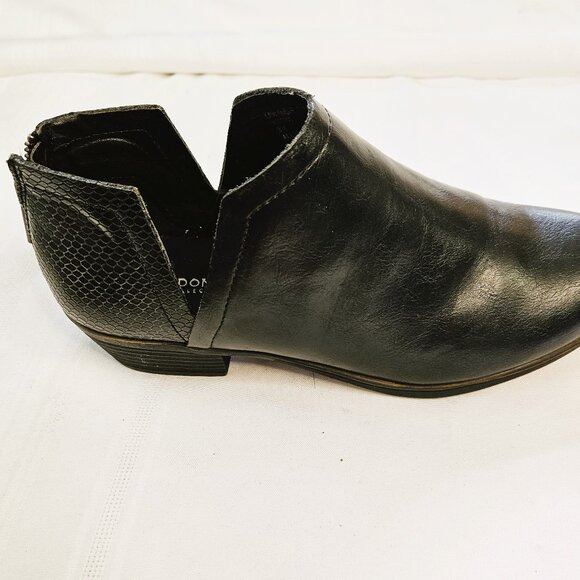 London Fog Women's Navy Blue Back Zippered Retro Ankle Bootie Size 9M - Picture 5 of 8